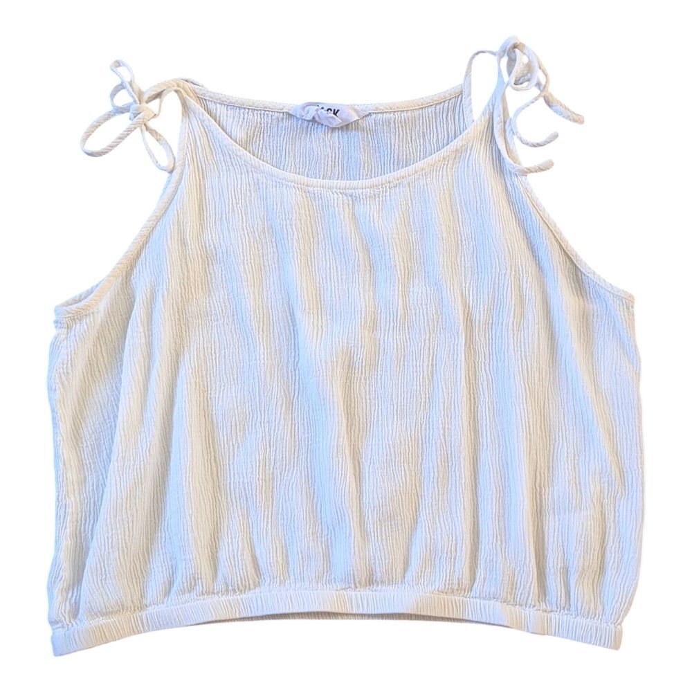 BB Dakota Cream Textured Sleeveless Spaghetti Strap Crop Top S